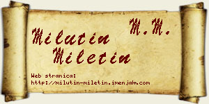 Milutin Miletin vizit kartica